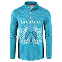 New Zealand Custom Button Sweatshirt Fire Basketball Maori Tribal Sky Blue LT9 Blue - Polynesian Pride