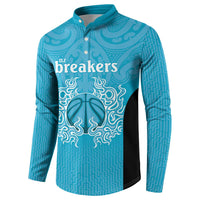 New Zealand Custom Button Sweatshirt Fire Basketball Maori Tribal Sky Blue LT9 - Polynesian Pride