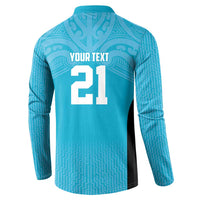 New Zealand Custom Button Sweatshirt Fire Basketball Maori Tribal Sky Blue LT9 - Polynesian Pride