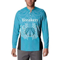 New Zealand Custom Button Sweatshirt Fire Basketball Maori Tribal Sky Blue LT9 - Polynesian Pride