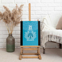 New Zealand Custom Canvas Wall Art Fire Basketball Maori Tribal Sky Blue - Polynesian Pride