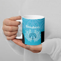 New Zealand Custom Ceramic Mug Fire Basketball Maori Tribal Sky Blue - Polynesian Pride