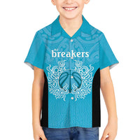 New Zealand Custom Family Matching Off Shoulder Short Dress and Hawaiian Shirt Fire Basketball Maori Tribal Sky Blue - Polynesian Pride