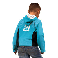New Zealand Custom Kid Hoodie Fire Basketball Maori Tribal Sky Blue - Polynesian Pride