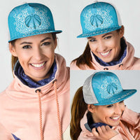 New Zealand Mesh Trucker Cap Fire Basketball Maori Tribal Sky Blue LT9 - Polynesian Pride