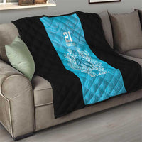 New Zealand Custom Quilt Fire Basketball Maori Tribal Sky Blue - Polynesian Pride