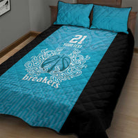New Zealand Custom Quilt Bed Set Fire Basketball Maori Tribal Sky Blue - Polynesian Pride