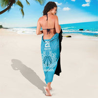 New Zealand Custom Sarong Fire Basketball Maori Tribal Sky Blue - Polynesian Pride