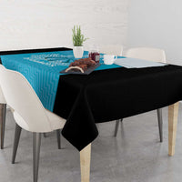 New Zealand Custom Tablecloth Fire Basketball Maori Tribal Sky Blue - Polynesian Pride