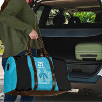 New Zealand Custom Travel Bag Fire Basketball Maori Tribal Sky Blue - Polynesian Pride