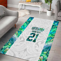 Custom New Zealand Aotearoa Area Rug Green Maori Paua Shell Indigenous - Polynesian Pride