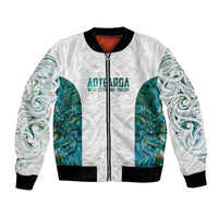 Custom New Zealand Aotearoa Bomber Jacket Green Maori Paua Shell Indigenous - Polynesian Pride