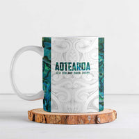 Custom New Zealand Aotearoa Ceramic Mug Green Maori Paua Shell Indigenous - Polynesian Pride
