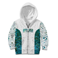 Custom New Zealand Aotearoa Kid Hoodie Green Maori Paua Shell Indigenous - Polynesian Pride