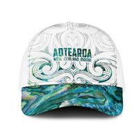 New Zealand Aotearoa Mesh Trucker Cap Green Maori Papua Shell Indigenous LT9 One Size White Green - Polynesian Pride
