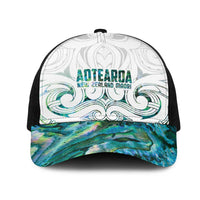 New Zealand Aotearoa Mesh Trucker Cap Green Maori Papua Shell Indigenous LT9 One Size Black Green - Polynesian Pride