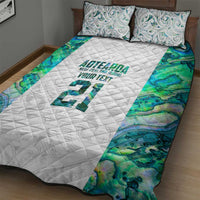 Custom New Zealand Aotearoa Quilt Bed Set Green Maori Paua Shell Indigenous - Polynesian Pride