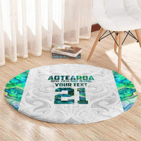 Custom New Zealand Aotearoa Round Carpet Green Maori Paua Shell Indigenous LT9 - Polynesian Pride