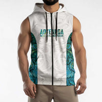 Custom New Zealand Aotearoa Sleeveless Zip Hoodie Green Maori Paua Shell Indigenous LT9 - Polynesian Pride