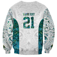 Custom New Zealand Aotearoa Sweatshirt Green Maori Paua Shell Indigenous - Polynesian Pride