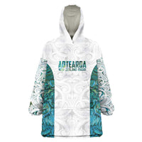 Custom New Zealand Aotearoa Wearable Blanket Hoodie Green Maori Paua Shell Indigenous - Polynesian Pride