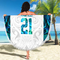 Custom New Zealand Aotearoa Beach Blanket Maori Paua Shell Indigenous - Polynesian Pride