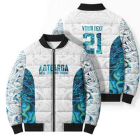 Custom New Zealand Aotearoa Bomber Puffer Jacket Maori Paua Shell Indigenous - Polynesian Pride