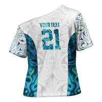 Custom New Zealand Aotearoa Cross Shoulder Shirt Maori Paua Shell Indigenous - Polynesian Pride