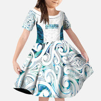 Custom New Zealand Aotearoa Family Matching Long Sleeve Bodycon Dress and Hawaiian Shirt Maori Paua Shell Indigenous LT9 Daughter's Dress Blue - Polynesian Pride