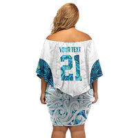 Custom New Zealand Aotearoa Off Shoulder Short Dress Maori Paua Shell Indigenous LT9 - Polynesian Pride