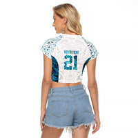 Custom New Zealand Aotearoa Raglan Cropped T Shirt Maori Paua Shell Indigenous - Polynesian Pride