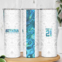 Custom New Zealand Aotearoa Skinny Tumbler Maori Paua Shell Indigenous - Polynesian Pride