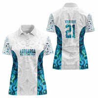 Custom New Zealand Aotearoa Women Polo Shirt Maori Paua Shell Indigenous - Polynesian Pride