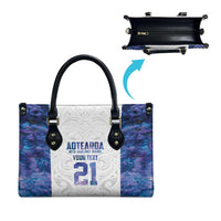 Custom New Zealand Aotearoa Leather Bag Purple Maori Paua Shell Indigenous - Polynesian Pride