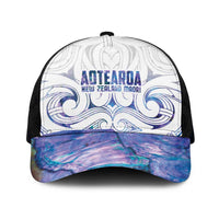 New Zealand Aotearoa Mesh Trucker Cap Purple Maori Papua Shell Indigenous LT9 One Size Black Purple - Polynesian Pride
