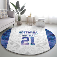 Custom New Zealand Aotearoa Round Carpet Purple Maori Paua Shell Indigenous LT9 - Polynesian Pride