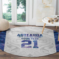 Custom New Zealand Aotearoa Round Carpet Purple Maori Paua Shell Indigenous LT9 - Polynesian Pride