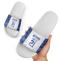 Custom New Zealand Aotearoa Slide Sandals Purple Maori Paua Shell Indigenous - Polynesian Pride