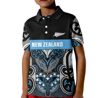 World Cricket Custom New Zealand Kid Polo Shirt Kia kaha nga Potae Pango