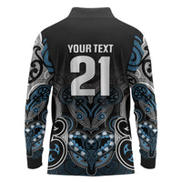World Cricket Custom New Zealand Long Sleeve Polo Shirt Kia kaha nga Potae Pango