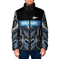 World Cricket Custom New Zealand Padded Jacket Kia kaha nga Potae Pango