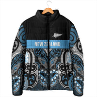 World Cricket Custom New Zealand Padded Jacket Kia kaha nga Potae Pango