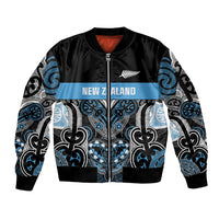 World Cricket Custom New Zealand Sleeve Zip Bomber Jacket Kia kaha nga Potae Pango