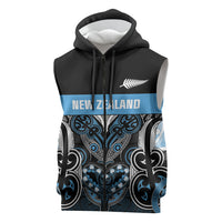 World Cricket Custom New Zealand Sleeveless Zip Hoodie Kia kaha nga Potae Pango