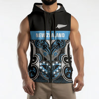 World Cricket Custom New Zealand Sleeveless Zip Hoodie Kia kaha nga Potae Pango