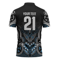 World Cricket Custom New Zealand Zipper Polo Shirt Kia kaha nga Potae Pango