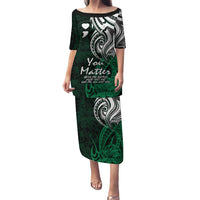 Your Matter Suicide Prevention Puletasi Green Polynesian Tribal LT9 Long Dress Green - Polynesian Pride