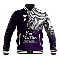 Your Matter Suicide Prevention Baseball Jacket Purple Polynesian Tribal LT9 Unisex Purple - Polynesian Pride