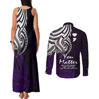 Your Matter Suicide Prevention Couples Matching Tank Maxi Dress and Long Sleeve Button Shirts Purple Polynesian Tribal LT9 - Polynesian Pride
