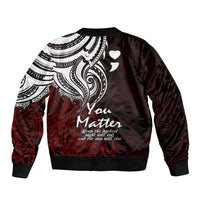 Your Matter Suicide Prevention Bomber Jacket Red Polynesian Tribal LT9 - Polynesian Pride